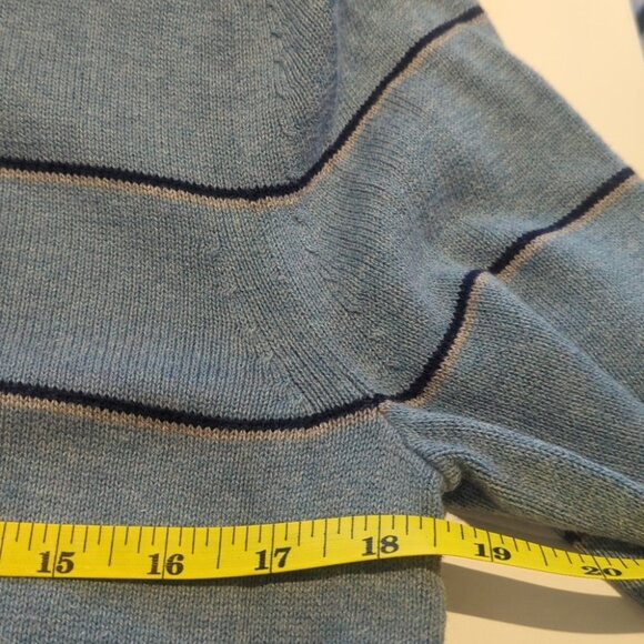 Men's Banana Republic Cotton Blend Light Blue Striped Crewneck Sweater - M - Picture 4 of 5